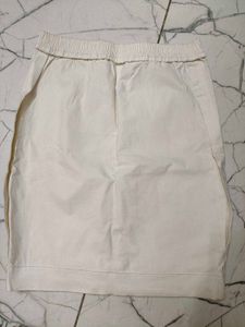 White Elastic Waist pencil Skirt
