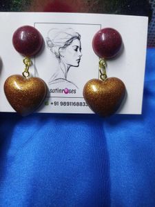 Sparkly Heart Dangle Earrings