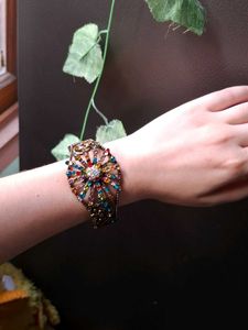 Bohemian Multi-Color Metal Crystal Bangle