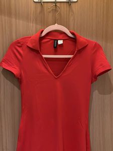 H&amp;M - V Neck Polo Style Red Dress