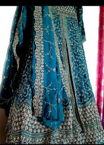 Exquisite Teal Embroidered Lehenga Choli Set