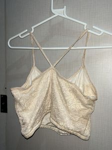 Cream Lace Crop Top