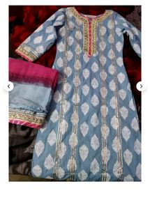 Blue Coloured Pure Cotton Kurta Set