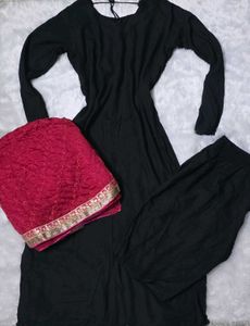 Elegant Black Kurti Set with Dupatta