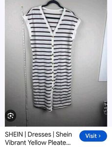 Shein Striped Button-Up Knit Dress