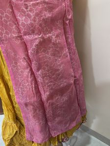 Pink Kurta Set with Yellow Dupatta