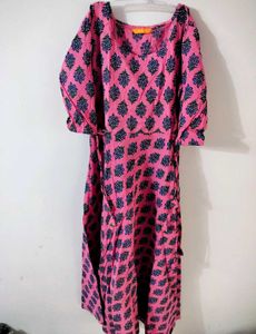 Gerua Pink💗 Printed Fit &amp; Flare anarkali kurta
