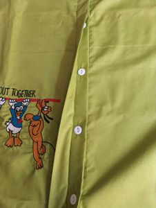 Cartoon Print Button-Up Shirt