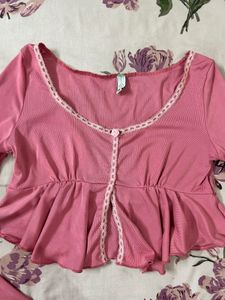 Cute Pink Peplum Top