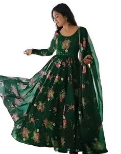 Elegant Floral Print Anarkali Gown