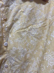 Yellow Printed Kurta with Embellishments