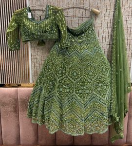 Stunning Green Sequined Lehenga Choli