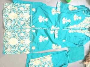 Embroidered Teal Kurta set