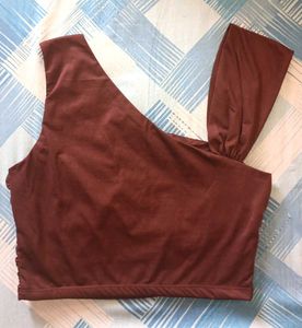 Stylish Ruched One-Shoulder Crop Top