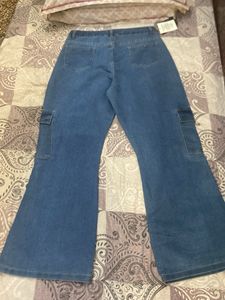 Flared Cargo Jeans waist 32 length 43