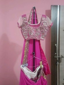 Beautiful Pink &amp; White Lehenga Choli