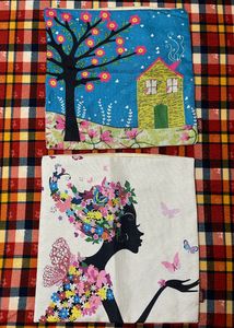 Pair Of 2 Polyester Cushion Covers