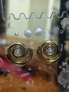 Gold Spiral studs &amp; Pearl Earrings