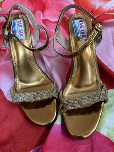 Elegant Gold Embellished Heels