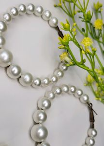 Pearl Beaded Hoops Set Of 4