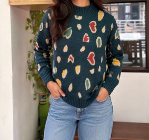 Cozy Heart Print Mock Neck Sweater