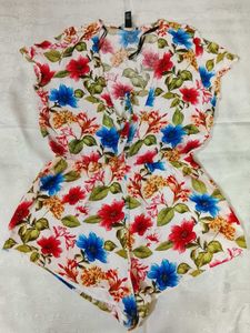 Floral Print Short Jumpsuit