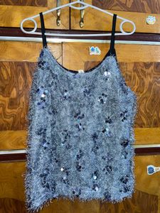 Fabitto Sparkly Fringed Sequins Cami Top XL