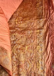 Elegant Peach Silk Saree with Gold Border