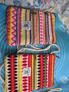 Boho Embroidered Zipper Pouch Sling Bag