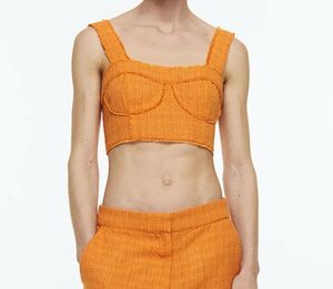 Yellow Textured Crop Top