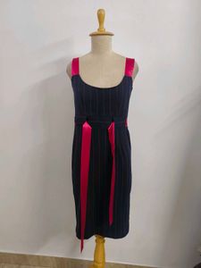 Elegant Navy Striped Dress