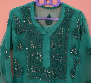Teal Embroidered Kurta
