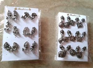 Oxidised Alloy Silver Plating Earring Pair Of 12