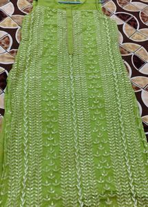 Lime Green Embroidered Kurta