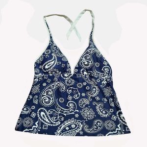 Stylish Blue Paisley Swim Top