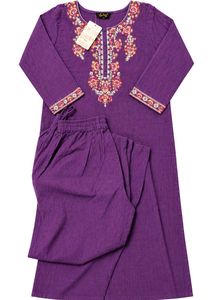 Purple Embroidered Kurta with Pants Set