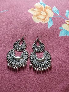 Oxidized Silver Jhumka Earrings