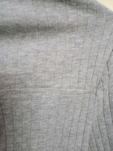 Grey Long Sleeve Cut-out Top