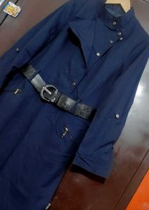 Navy Blue Stylish Trench Dress for 34 Bust