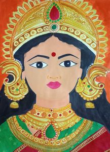 Exquisite Goddess Lakshmi Saree Painting