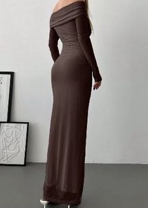 Elegant Off-Shoulder Ruched Maxi Dress