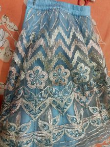 Stunning Blue Embellished Lehenga Choli for kids