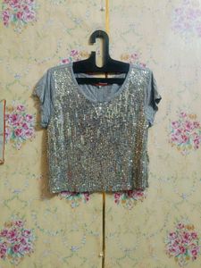 y2k Sparkly Sequin Crop Top