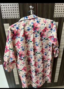 Branded Floral High Low Shirt Top