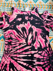 Pink &amp; Black Tie-Dye Top