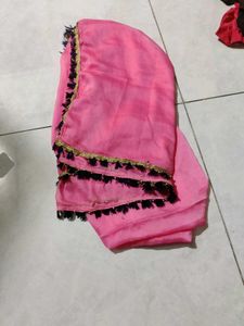 Blue Embroidered Lehenga with Pink Dupatta