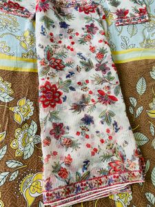 Brand W Elegant White Kurta Set with Floral Dupa