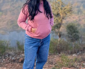 Casual Pink Pullover Hoodie