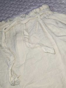 Cream Linen Blend Paperbag Shorts