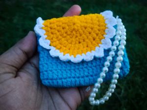 Handmade Crochet Clutch Bag with Pearls